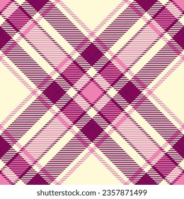 Check plaid fabric of pattern textile vector with a texture tartan seamless background in pink and light goldenrod yellow colors.