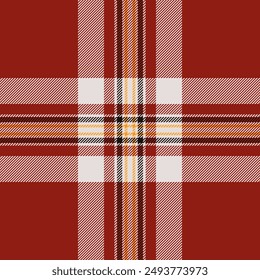 kariertes Gewebe aus nahtloser Vektorgrafik mit einem Hintergrund-Textilmuster-Schottenstoff in Rot- und Weißfarben.