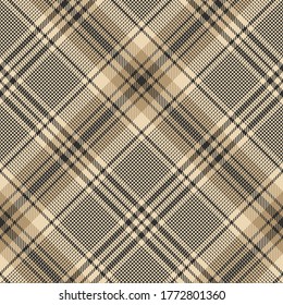 Check plaid fashion pattern vector in gold and brown. Diagonal tweed tartan plaid for skirt or other modern autumn textile print.