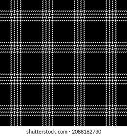 Check plaid pattern in black and white. Thin line grid tartan check illustration vector print for scarf, jacket, coat, skirt, other modern spring summer autumn winter fashion textile design.