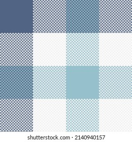 Check Plaid Pattern In Blue, Slate Grey, White For Spring Summer. Seamless Herringbone Textured Buffalo Check Tartan For Flannel Shirt, Picnic Blanket, Duvet Cover, Scarf, Other Modern Textile Print.