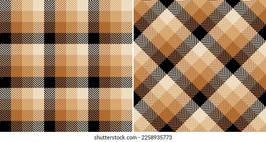 Check plaid pattern in brown  beige  black  Seamless simple mosaic gradient tartan check vector set for spring summer autumn winter scarf  dress  skirt  jacket  other modern tweed fabric design 