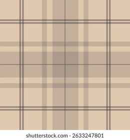 Check plaid pattern in brown and beige. Seamless light pastel houndstooth tartan for dress, jacket, coat, scarf, other modern spring summer autumn winter fashion fabric design.	