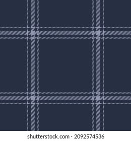 Check plaid pattern in dark blue. Seamless classic windowpane tartan check illustration for flannel shirt, blanket, throw, duvet cover, scarf, other modern spring autumn winter fashion fabric design.