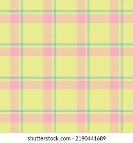 Comprobar el patrón de plaid verde, vector de color rosa.Gráfica de tartán para manteles de tela fondo pastel amarillo , Corto falda rayada . Diseño textil de moda moderno. Decoración de cajas de regalo.