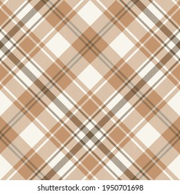 Compruebe el patrón de plaid grande en marrón beige. Vector clásico de telemán de luz sin inconveniente para el verano de primavera bufanda de invierno, manta, tira, funda de edredón, otra moda moderna o diseño textil de casa.