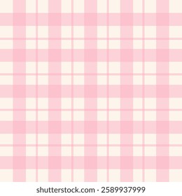 Check plaid pattern in pink and  beige. Seamless light pastel houndstooth tartan for dress, jacket, coat, scarf, other modern spring summer autumn winter fashion fabric design.