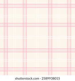 Check plaid pattern in pink and  beige. Seamless light pastel houndstooth tartan for dress, jacket, coat, scarf, other modern spring summer autumn winter fashion fabric design.