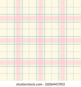 Check plaid pattern in pink and beige. Seamless light pastel houndstooth tartan for dress, jacket, coat, scarf, other modern spring summer autumn winter fashion fabric design.	