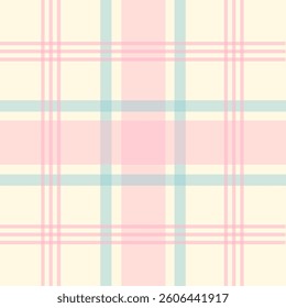 Check plaid pattern in pink and beige. Seamless light pastel houndstooth tartan for dress, jacket, coat, scarf, other modern spring summer autumn winter fashion fabric design.	