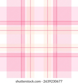 Check plaid pattern in pink and beige. Seamless light pastel houndstooth tartan for dress, jacket, coat, scarf, other modern spring summer autumn winter fashion fabric design.
