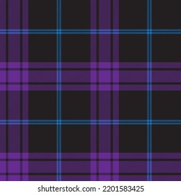 Check plaid pattern purple color vector.Tartan graphic for fabric tablecloths black background , Short skirt striped . Modern fashion textile design . Gift box decoration .