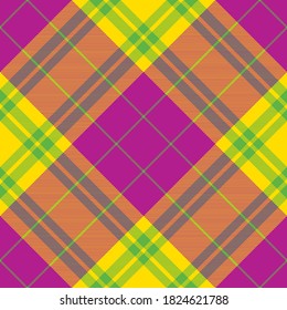Compruebe el patrón de plaid sin problemas. Tartán textura de tela. Fondo cuadrado de banda. Diseño de vectores textiles.