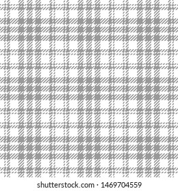 Check plaid pattern seamless vector background. Hounds tooth glen check plaid in monochrome grey and white for jacket, coat, skirt, dress, or other modern textile design.
