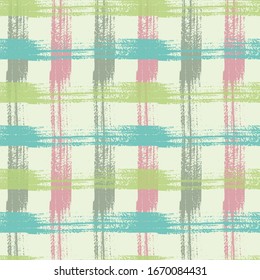 Check plaid pattern seamless vector background. Ink texture cool crossed stripes grid.