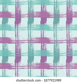 Check plaid pattern seamless vector background. Tartan plaid pattern in purple, green, and white for flannel shirt or other modern fashion clothing design.