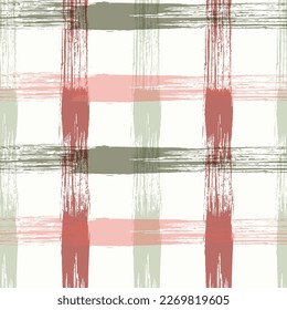 Check plaid pattern seamless vector background. Boho striped fabric print textile design.