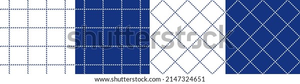 Check plaid pattern tattersall in royal blue and\
white. Seamless windowpane tartan illustration set for spring\
summer autumn winter shirt, handkerchief, towel, other modern\
fashion textile print.