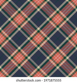 Check plaid seamless fabric texture. Diagonal print textile