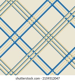 Check plaid seamless pattern background. Fashion Tartan texture. Colored pixel wallpaper checkered. Printing on fabric, shirt, textile, curtain and tablecloth. Vector graphic.