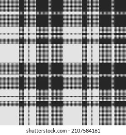 Check plaid seamless pattern. Black and white pixel background checkered. Cage abstract texture. Vector graphics printing on fabric, shirt, textile, curtain and tablecloth.