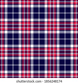 Compruebe el patrón transparente. Fondo vectorial azul del adorno textil. Diseño de tela plana. Tartán.