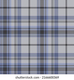 Compruebe el patrón transparente. Azul, gris píxel fondo verificado. Resumen en jaula de Tartán texturado. Impresión en tela, camisa, textil, cortina y mantel. Gráfico vectorial.