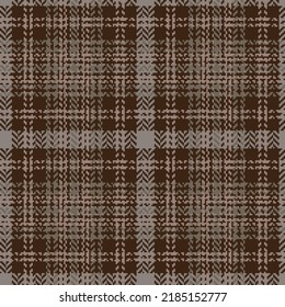 Check plaid seamless pattern. Brown, cream, gray  background herringbone textured. Scottish fashion cage. Vector graphics of printing on fabric, shirt, textile, curtain and tablecloth.