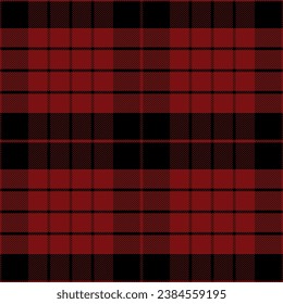 Check Plaid Seamless Pattern, Diagonal Gingham In Black and Red (Maroon) Multi, Lumberjack Tartan Vector Pixel Textured with Herringbone