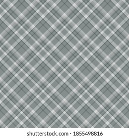 Check plaid seamless pattern in gray. Vector background of textile ornament. Flat fabric design. Tartan.