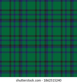 Check plaid seamless pattern in green. Vector background of textile ornament. Flat fabric design. Tartan.