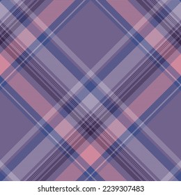 Check plaid seamless pattern. Lilac, purple, yellow, blue pixel background checkered. Tartan cage abstract textured. Printing on fabric, shirt, textile, curtain and tablecloth. Vector graphic.