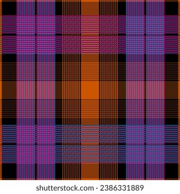 Check Plaid Seamless Pattern, Lumberjack Vector Pixel in Black, Orange, Multi Mellow Stripe Tartan Background Graphic Line Grid, 