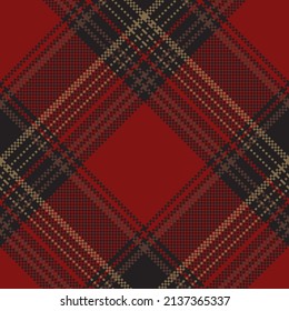 Check plaid seamless pattern. Red, gray, brown pixel background checkered. Tartan cage abstract textured. Vector graphics printing on fabric, shirt, textile, curtain and tablecloth.