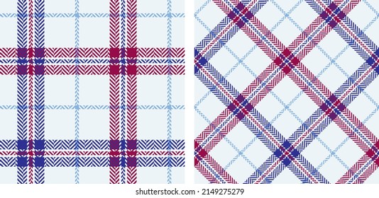 Check plaid seamless pattern set. Colored  background scottish checkered herringbone textured pixel. Tartan wallpaper. Printing on fabric, shirt, textile, curtain and tablecloth. Vector