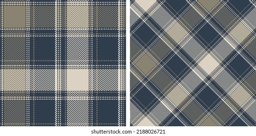 Check plaid seamless pattern set background. Colored  straight and oblique cage herringbone pixel texture. Striped wallpaper. Printing on fabric, shirt, textile, curtain and tablecloth. Vector