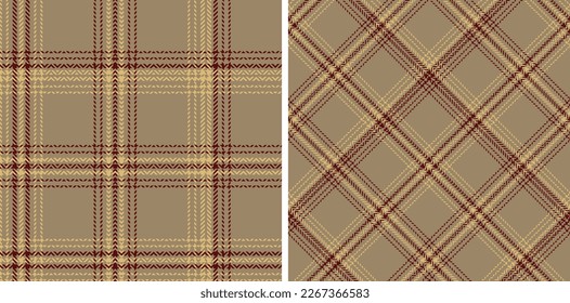 Check plaid seamless pattern set background. Color straight and oblique cage herringbone pixel textured. Striped wallpaper. Printing on fabric, shirt, textile, curtain and tablecloth. Vector