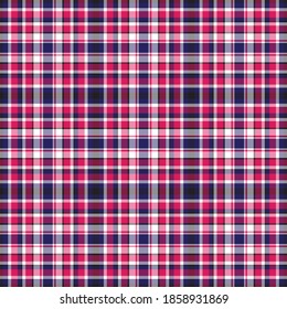 Check plaid seamless pattern. Vector background of textile ornament. Flat fabric design. Tartan.