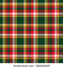 Check plaid seamless pattern. Vector background of textile ornament. Flat fabric design. Tartan.