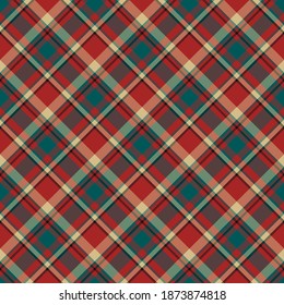 Check plaid seamless pattern. Vector background of textile ornament. Flat fabric design. Tartan.
