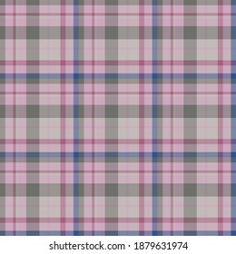 Check plaid seamless pattern. Vector background of textile ornament. Flat fabric design. Tartan.