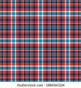 Check plaid seamless pattern. Vector background of textile ornament. Flat fabric design. Tartan.