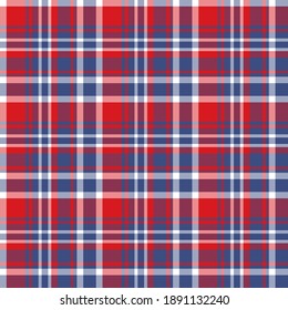 Check plaid seamless pattern. Vector background of textile ornament. Flat fabric design. Tartan.