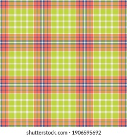 Check plaid seamless pattern. Vector background of textile ornament. Flat fabric design. Tartan.