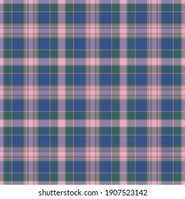 Check plaid seamless pattern. Vector background of textile ornament. Flat fabric design. Tartan.