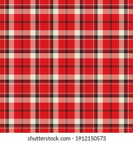 Check plaid seamless pattern. Vector background of textile ornament. Flat fabric design. Tartan.