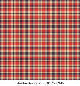 Check plaid seamless pattern. Vector background of textile ornament. Flat fabric design. Tartan.