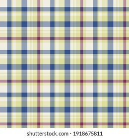 Check plaid seamless pattern. Vector background of textile ornament. Flat fabric design. Tartan.