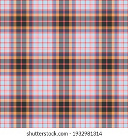 Check plaid seamless pattern. Vector background of textile ornament. Flat fabric design. Tartan.