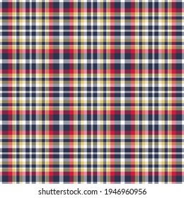Check plaid seamless pattern. Vector background of textile ornament. Flat fabric design. Tartan.